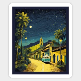 Pernambuco Brazil Starry Night Vintage Tourism Travel Poster Art Sticker